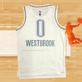 Camiseta Oklahoma City Thunder Russell Westbrook NO 0 Ciudad 2021-22 Blanco
