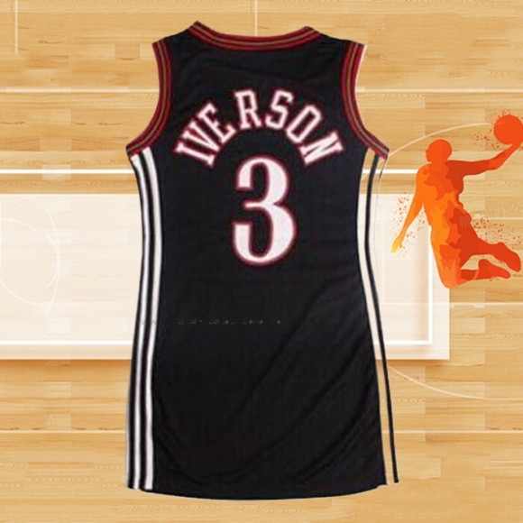 Camiseta Mujer Philadelphia 76ers Allen Iverson NO 3 Negro