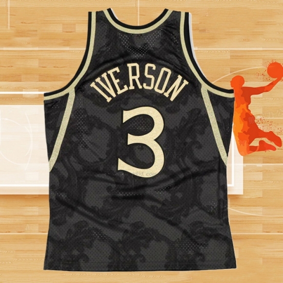 Camiseta Philadelphia 76ers Allen Iverson NO 3 Mitchell & Ness 1996-97 Negro