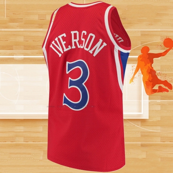 Camiseta Philadelphia 76ers Allen Iverson NO 3 Mitchell & Ness 1996-97 Rojo