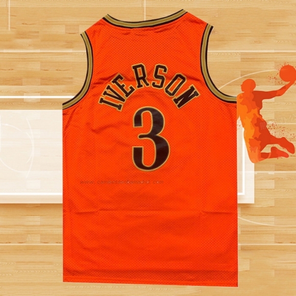 Camiseta Philadelphia 76ers Allen Iverson NO 3 Retro Naranja