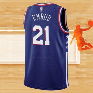 Camiseta Philadelphia 76ers Joel Embiid NO 21 Ciudad 2019-20 Azul