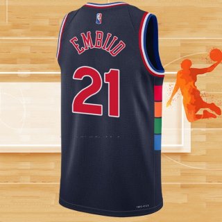 Camiseta Philadelphia 76ers Joel Embiid NO 21 Ciudad 2021-22 Azul