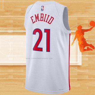 Camiseta Philadelphia 76ers Joel Embiid NO 21 Ciudad 2022-23 Blanco