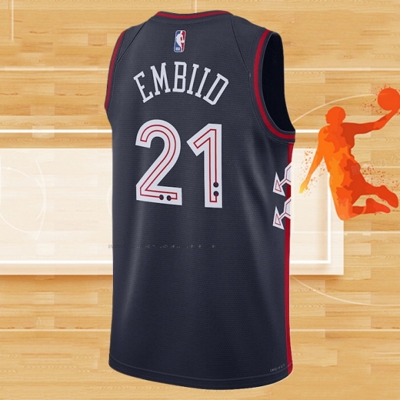 Camiseta Philadelphia 76ers Joel Embiid NO 21 Ciudad 2023-24 Azul