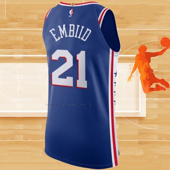 Camiseta Philadelphia 76ers Joel Embiid NO 21 Icon Autentico Azul