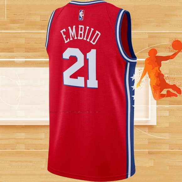 Camiseta Philadelphia 76ers Joel Embiid NO 21 Statement 2020-21 Rojo