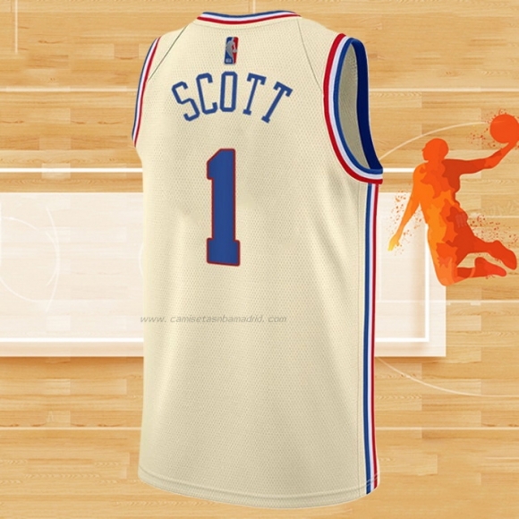 Camiseta Philadelphia 76ers Mike Scott NO 1 Earned 2020-21 Crema