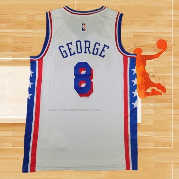 Camiseta Philadelphia 76ers Paul George NO 8 Association 2024-25 Blanco