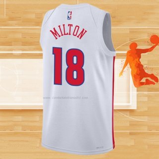 Camiseta Philadelphia 76ers Shake Milton NO 18 Ciudad 2022-23 Blanco