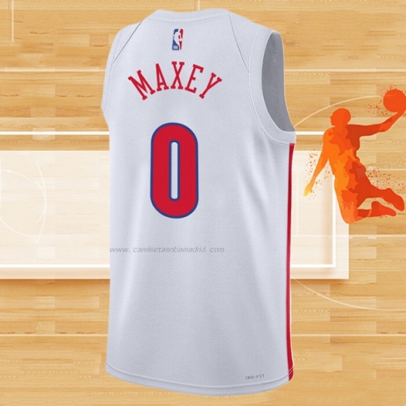 Camiseta Philadelphia 76ers Tyrese Maxey NO 0 Ciudad 2022-23 Blanco