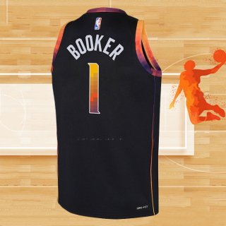 Camiseta Nino Phoenix Suns Devin Booker NO 1 Statement 2022-23 Negro