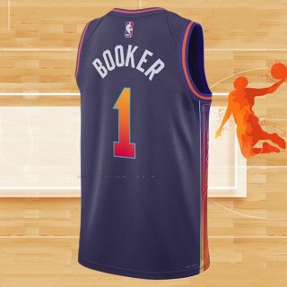 Camiseta Phoenix Suns Devin Booker NO 1 Ciudad 2023-24 Violeta