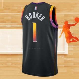 Camiseta Phoenix Suns Devin Booker NO 1 Statement 2022-23 Negro