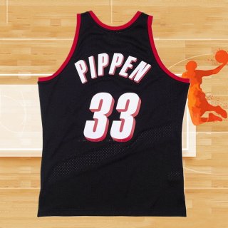 Camiseta Portland Trail Blazers Scottie Pippen NO 33 Hardwood Classics Throwback Negro