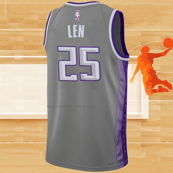 Camiseta Sacramento Kings Alex Len NO 25 Ciudad 2022-23 Gris