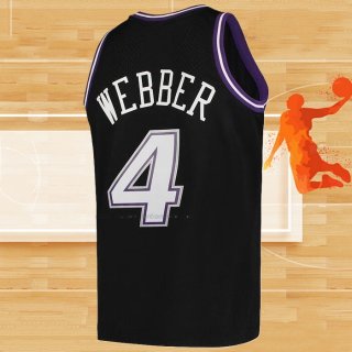 Camiseta Sacramento Kings Chris Webber NO 4 Mitchell & Ness 2000-01 Negro