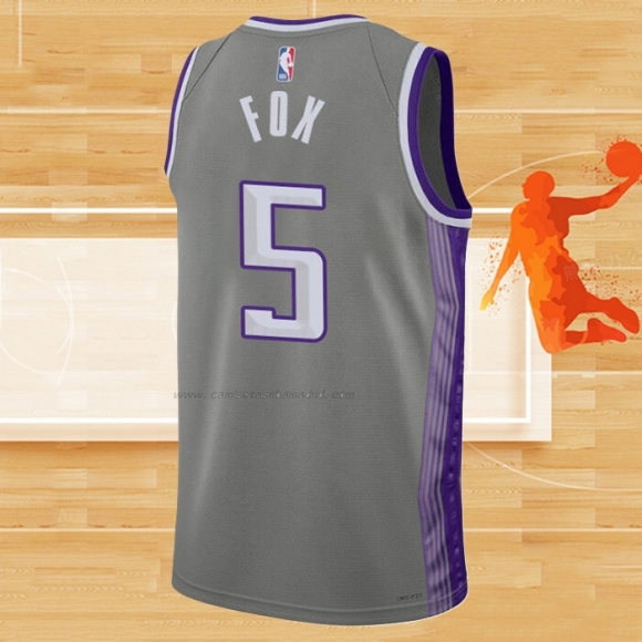 Camiseta Sacramento Kings De'Aaron Fox NO 5 Ciudad 2022-23 Gris