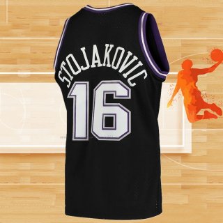 Camiseta Sacramento Kings Peja Stojakovic NO 16 Mitchell & Ness 2001-02 Negro