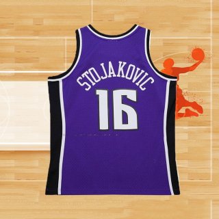 Camiseta Sacramento Kings Peja Stojakovic NO 16 Mitchell & Ness 2002-03 Violeta