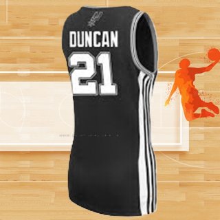 Camiseta Mujer San Antonio Spurs Tim Duncan NO 21 Icon 2017-18 Negro