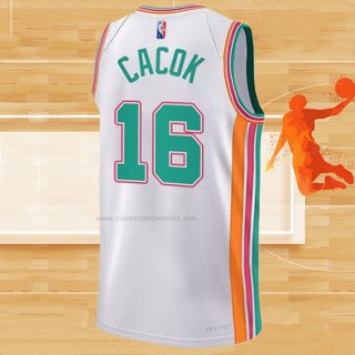 Camiseta San Antonio Spurs Devontae Cacok NO 16 Ciudad 2021-22 Blanco