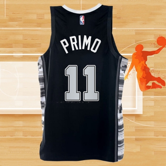 Camiseta San Antonio Spurs Joshua Primo NO 11 Statement 2022-23 Negro