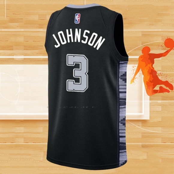 Camiseta San Antonio Spurs Keldon Johnson NO 3 Statement 2022-23 Negro