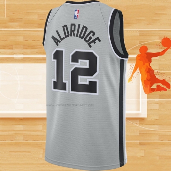 Camiseta San Antonio Spurs LaMarcus Aldridge NO 12 Statement Gris