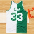 Camiseta Boston Celtics Larry Bird NO 33 Mitchell & Ness 1985-86 Split Blanco Verde