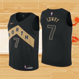 Camiseta Nino Toronto Raptors Kyle Lowry NO 7 Ciudad 2018 Negro