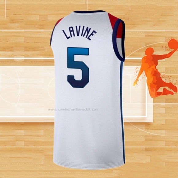 Camiseta USA 2021 Zach LaVine NO 5 Blanco