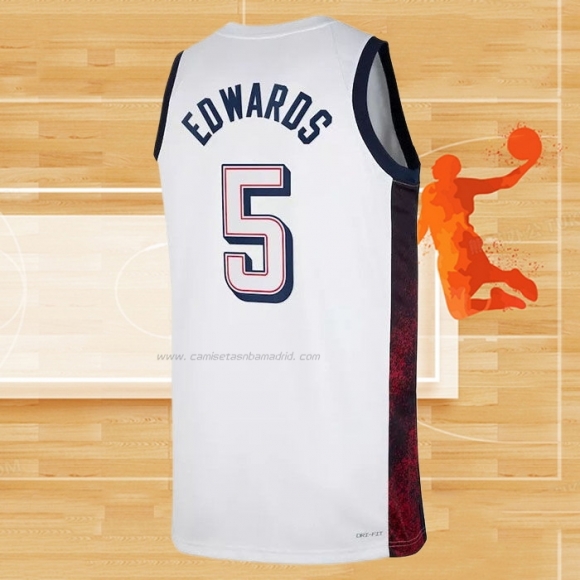 Camiseta USA 2024 Anthony Edwards NO 5 Blanco