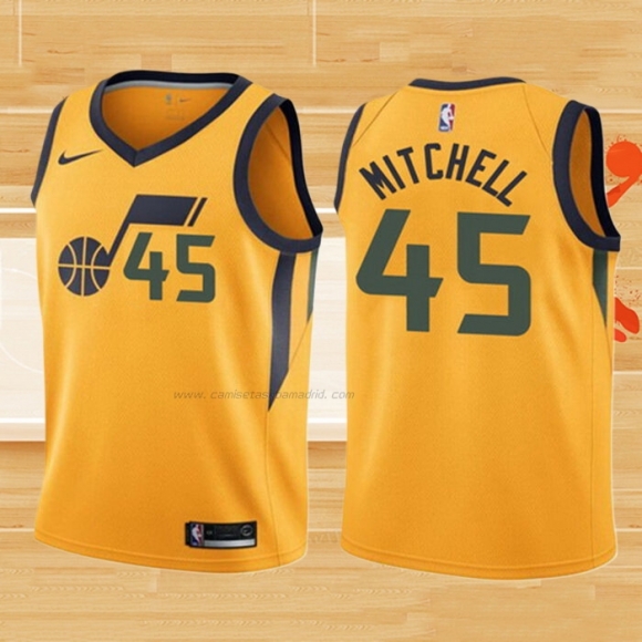 Camiseta Nino Utah Jazz Donovan Mitchell NO 45 Statement 2017-18 Amarillo