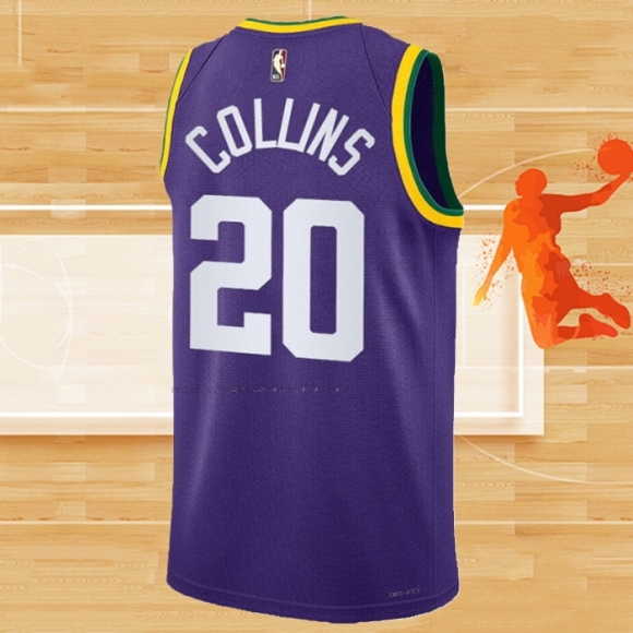 Camiseta Utah Jazz John Collins NO 20 Classic 2023-24 Violeta