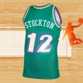 Camiseta Utah Jazz John Stockton NO 12 Mitchell & Ness 1996-97 Verde