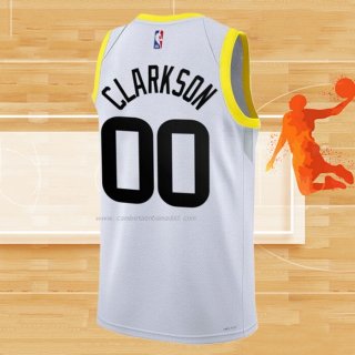 Camiseta Utah Jazz Jordan Clarkson NO 00 Association 2022-23 Blanco