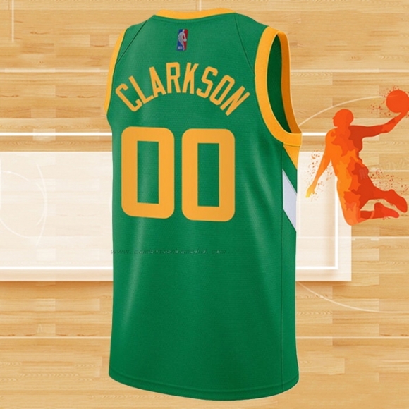 Camiseta Utah Jazz Jordan Clarkson NO 00 Earned 2020-21 Verde