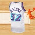 Camiseta Utah Jazz Karl Malone NO 32 Hardwood Classics Throwback Blanco