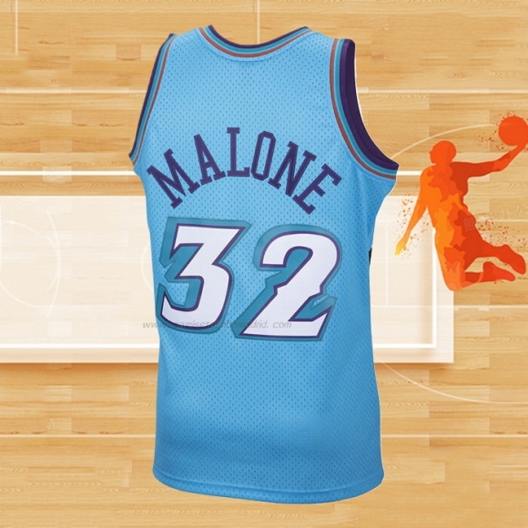 Camiseta Utah Jazz Karl Malone NO 32 Mitchell & Ness 1996-97 Azul