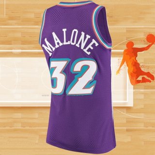 Camiseta Utah Jazz Karl Malone NO 32 Mitchell & Ness 1996-97 Violeta