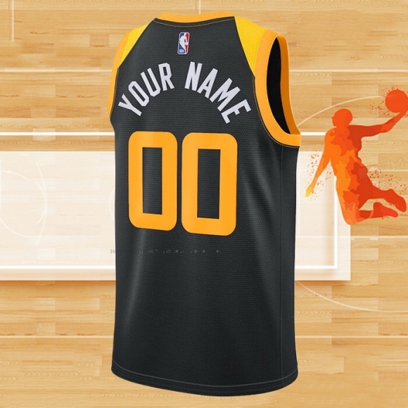 Camiseta Utah Jazz Personalizada Ciudad 2020-21 Negro