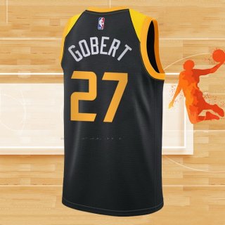 Camiseta Utah Jazz Rudy Gobert NO 27 Ciudad 2020-21 Negro