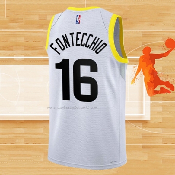 Camiseta Utah Jazz Simone Fontecchio NO 16 Association 2022-23 Blanco