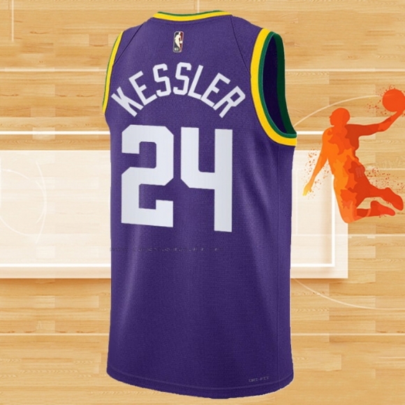 Camiseta Utah Jazz Walker Kessler NO 24 Classic 2023-24 Violeta